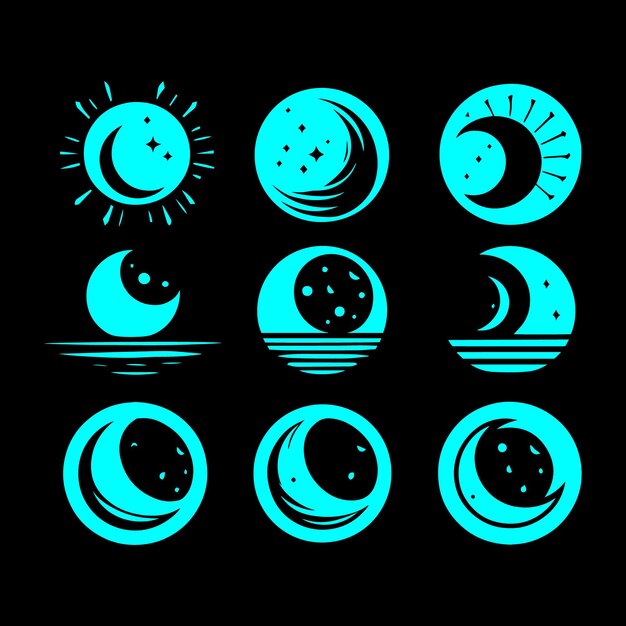 Moon Phases Vector Icons