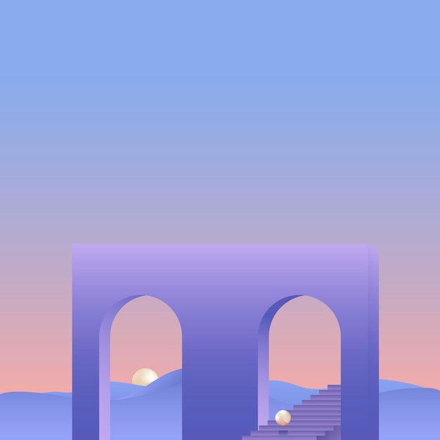 紫の空の月現代アートベクトル