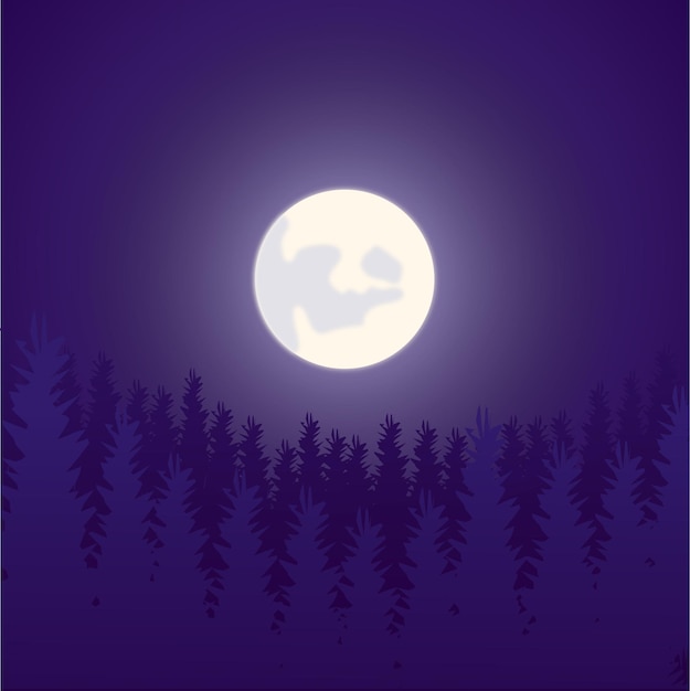 Moon in sky premium vector illustration