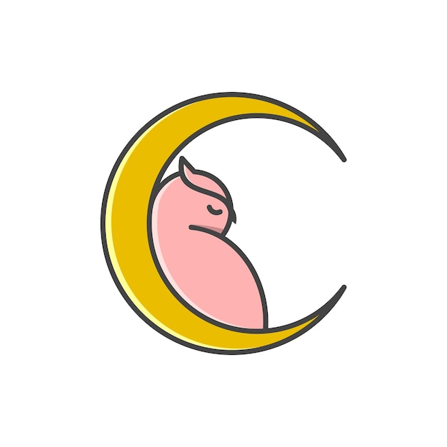 moon sleep owl logo vector icon illustration template