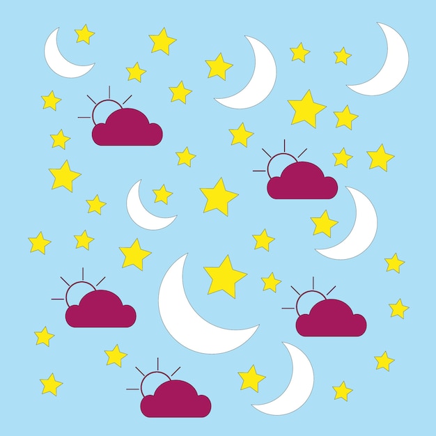 Vector moon star cloud background design