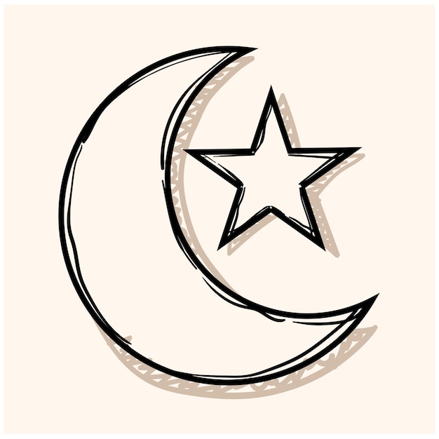 Vettore moon star doodle islam religione musulmana islamica