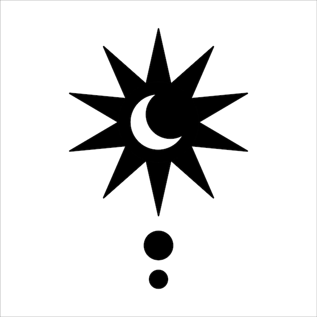 Moon in a star exclamation point Mystic and esoteric simple icon