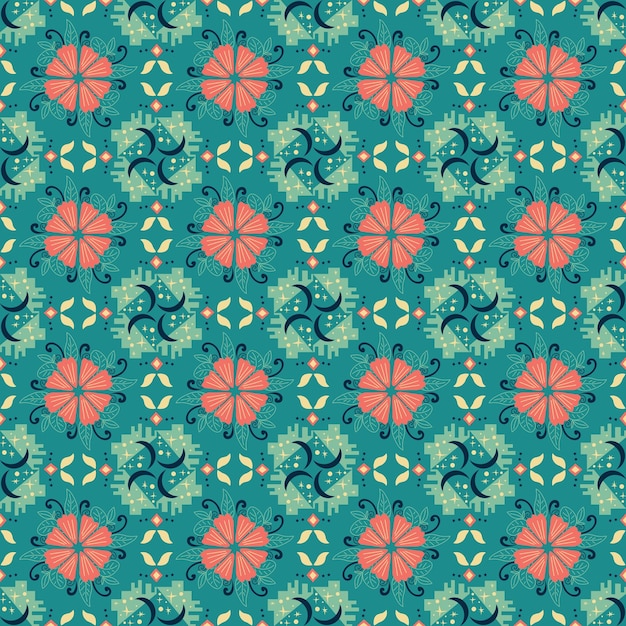 moon star floral seamless pattern background garden nature plant art