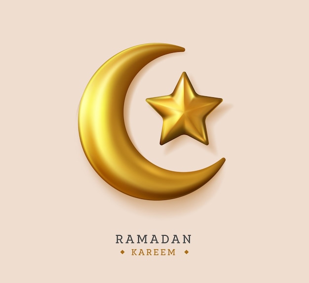 Moon star realistic ramadan kareem illustration