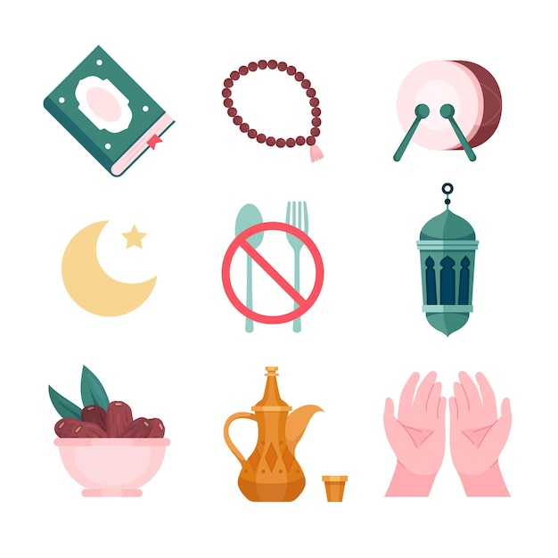 Moon and star with other items around