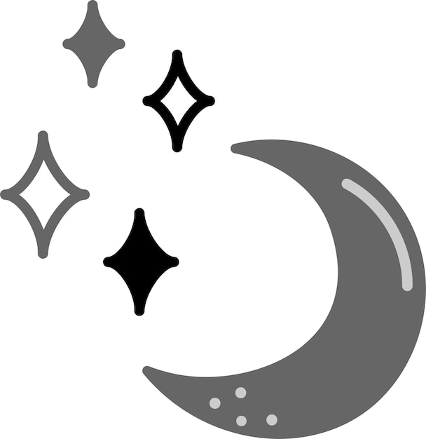 Moon and stars doodle2 Cute set with moon and stars Cartoon black and white vector illustration