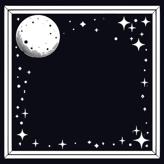 Vector moon stars frame vector border