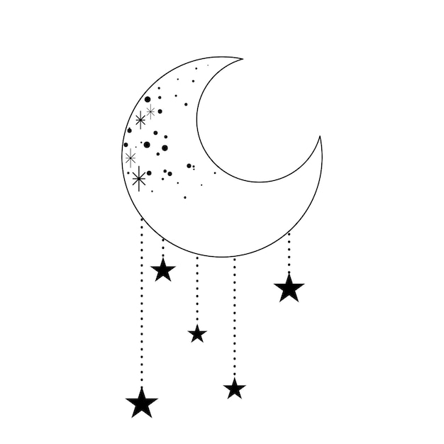 Illustrazione della luna e delle stelle