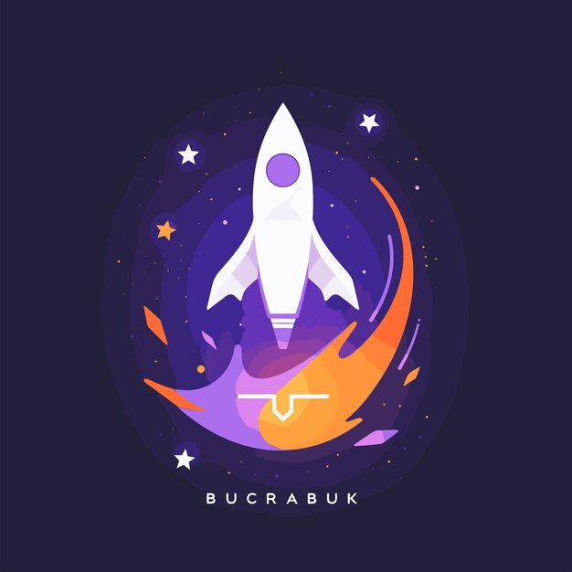 moon and stars Rocket vector logo Rocket Icon space rocket vector