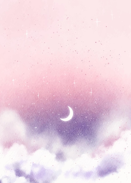 The moon and the stars watercolor wallpaper