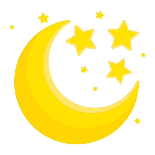 Moon and stars yellow closeup icon abstract moon the symbol of dreams and night