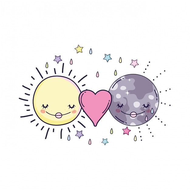 Moon and sun cartoons