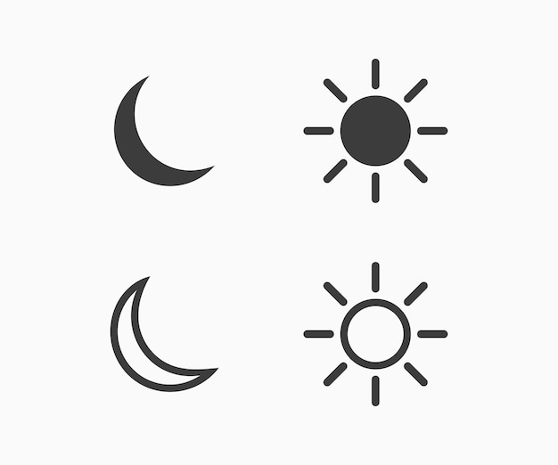 Premium Vector | Moon and sun icon vector symbol flat and line style