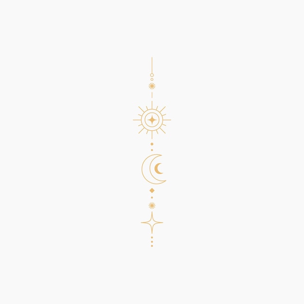 Premium Vector | Moon amp sun line art element