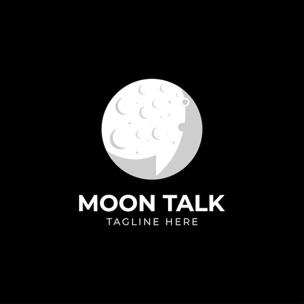 Moon talk-logo met bubbelchat en driedubbele stippen om discussiegesprek en communicatie te symboliseren