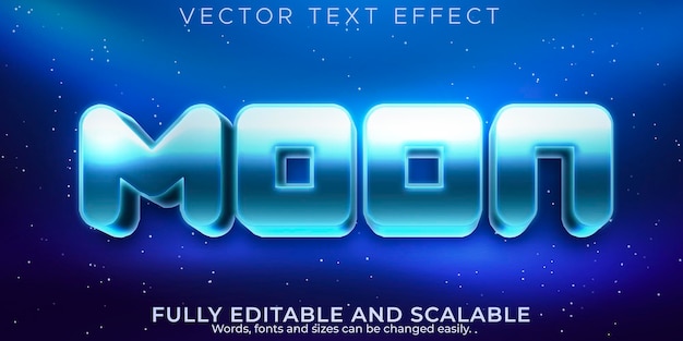 Moon text effect, editable metallic and space text style