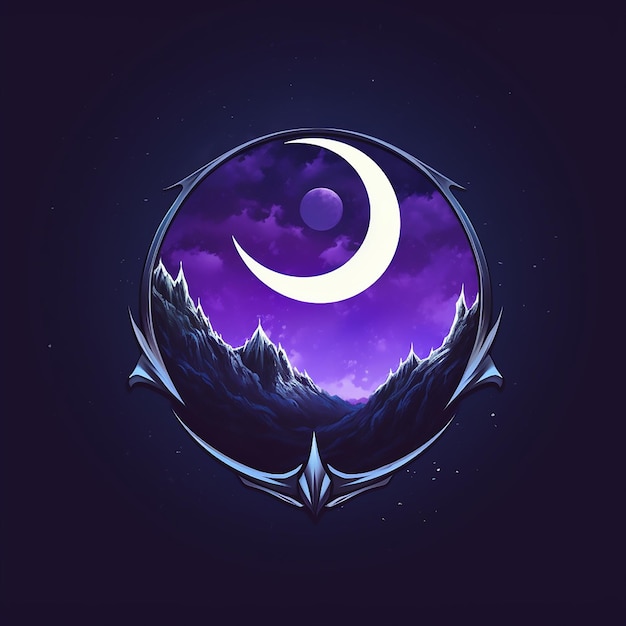 Vector a moon themed mmorpg logo purple colors