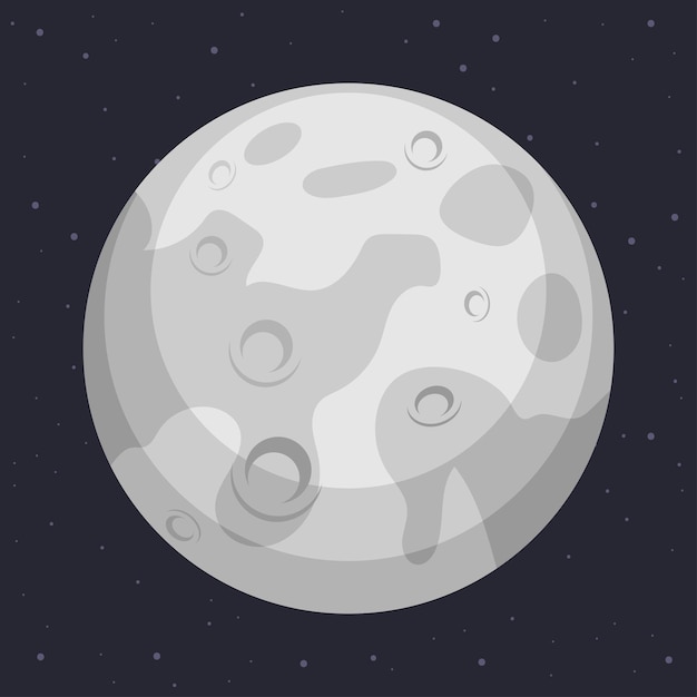 Moon vector cartoon illustration isolated on background.