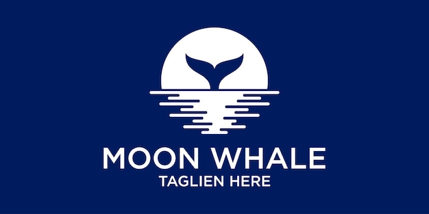 Moon and whale logo icon vector illustration