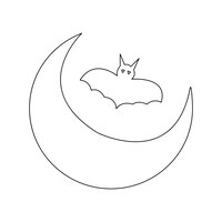 Moon with bat icon illustration vector isolated on white background. halloween vector.