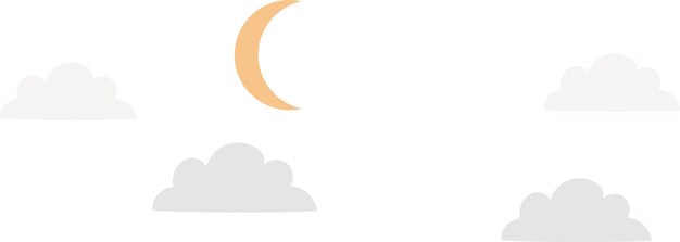 Moon With Clouds Sky Vector Illustration