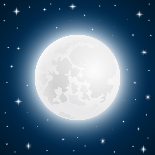 Vector moon with shining stars vector illustration sky