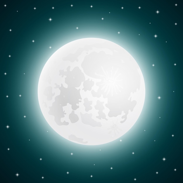 Vector moon with shining stars vector illustration sky