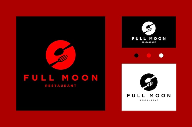 Moon with spoon and fork logo icon vector design inspiration