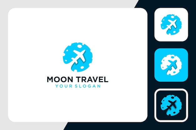 moon with travel logo design