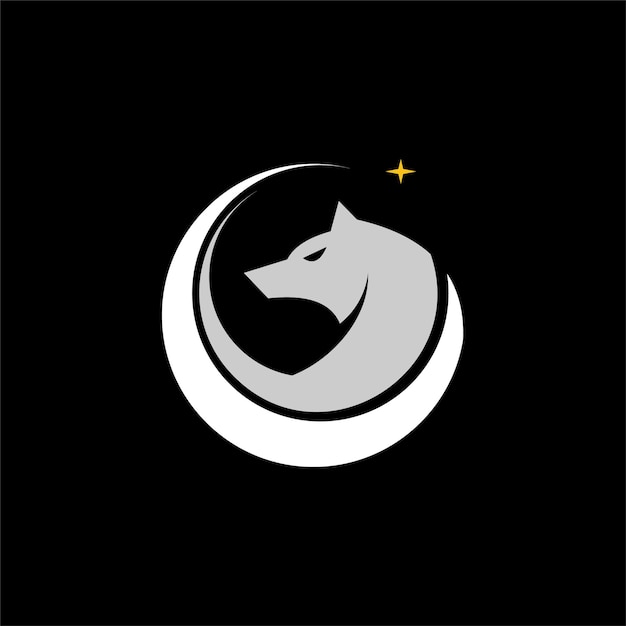 Cerchio semplice logo luna lupo