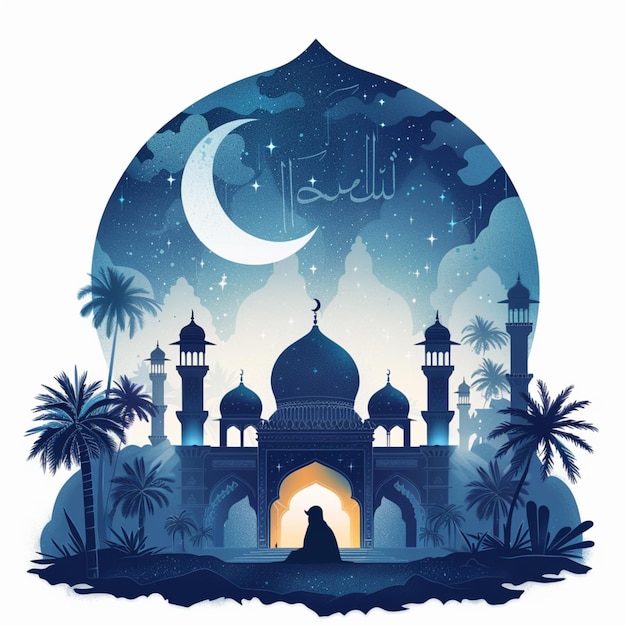 Сад под лунным светом, иллюстрирующий размышления о рамадане