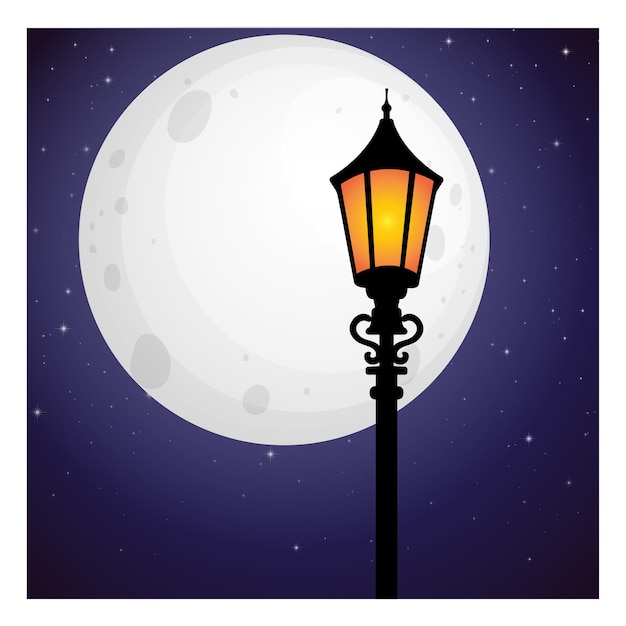 Vector moony lampost