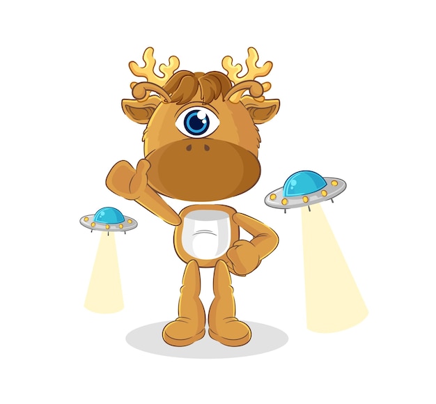 Moose alien cartoon mascot vector