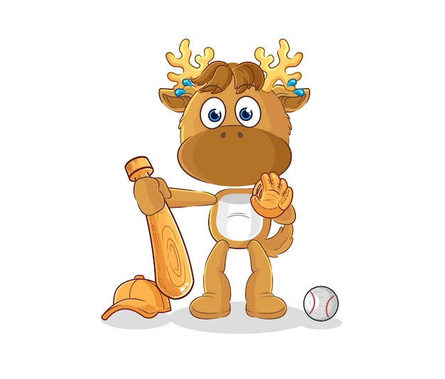 Moose baseball catcher cartoon cartoon mascot vector