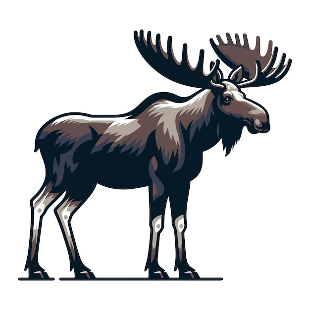 Moose buck eland full body vector illustratie zoölogie illustratie wild dier eland ontwerp