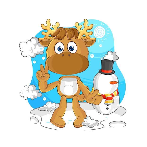 Moose in cold winter character cartoon mascot vector