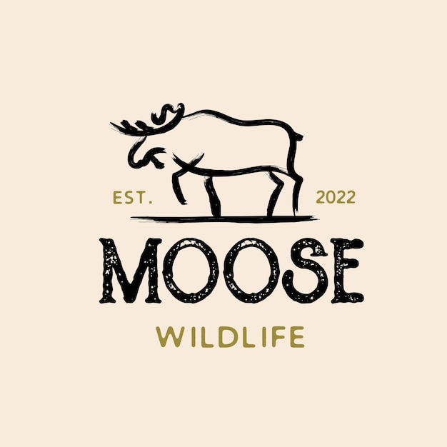 Moose Deer droge inkt borstel logo vector pictogram illustratie ontwerp