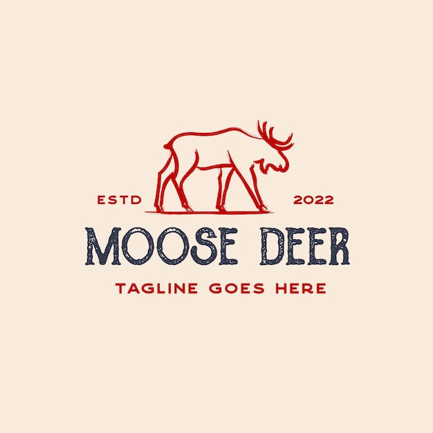 Moose Deer droge inkt borstel logo vector pictogram illustratie ontwerp