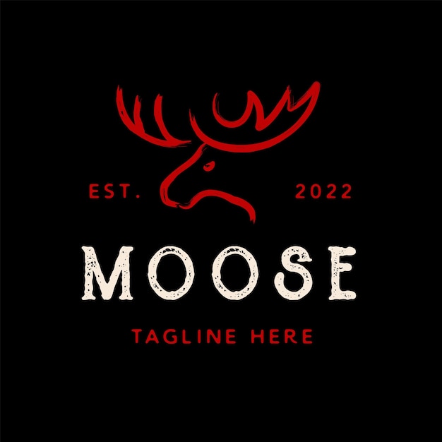 Moose Deer dry ink brush logo vector icon illustration design