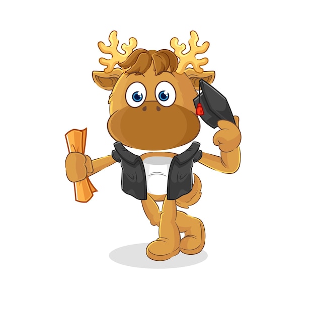 Moose graduation vector cartoon character