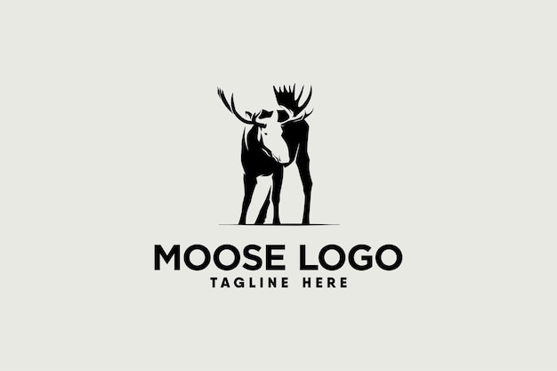 Vettore vettore del logo moose con uno stile di silhouette moderno e pulito