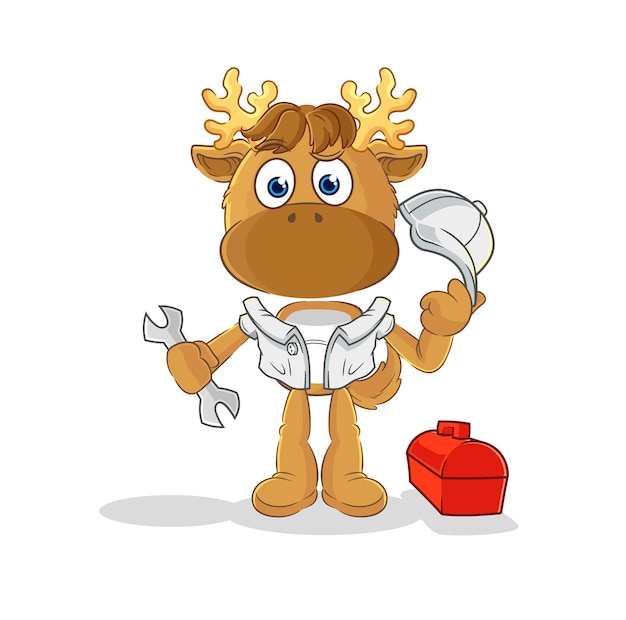 Moose mechanic cartoon cartoon mascot vector