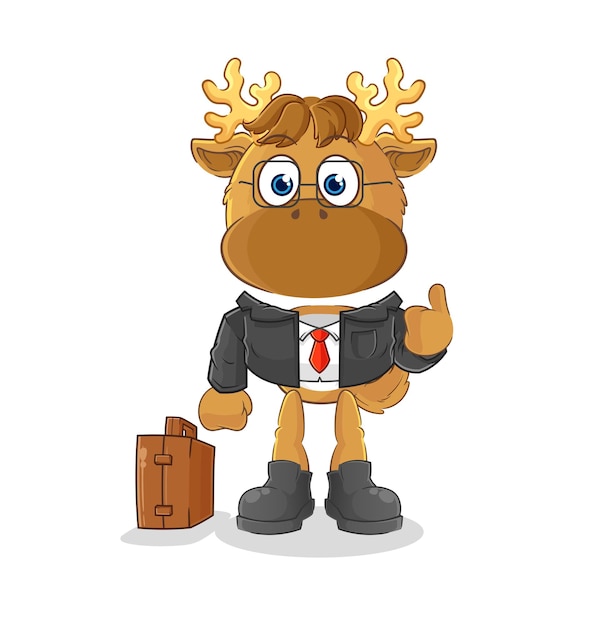 Moose office worker mascot cartoon vector