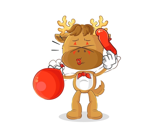 Moose pantomime blowing balloon cartoon mascot vector