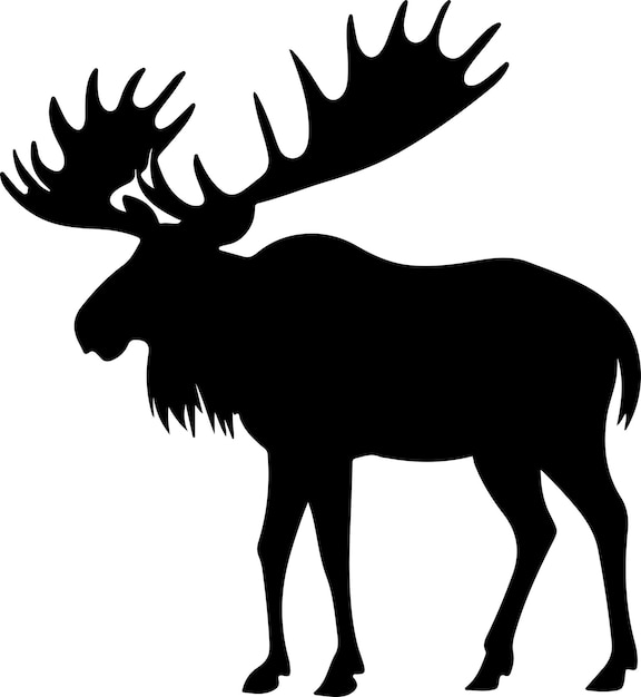 Moose Silhouette Vector Illustration White Background