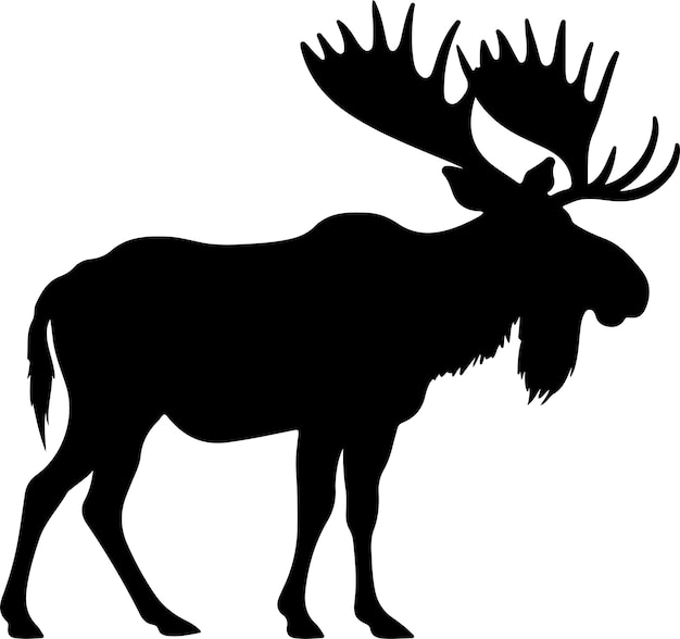 Moose Silhouette Vector Illustration White Background