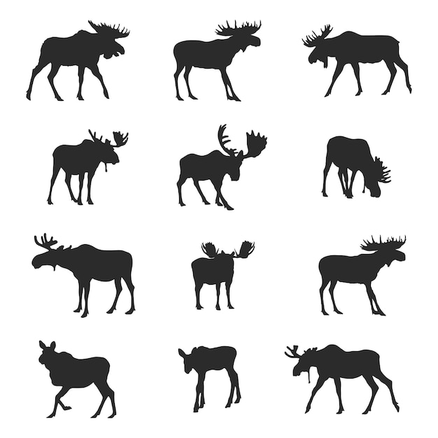 moose silhouettes, moose silhouette set