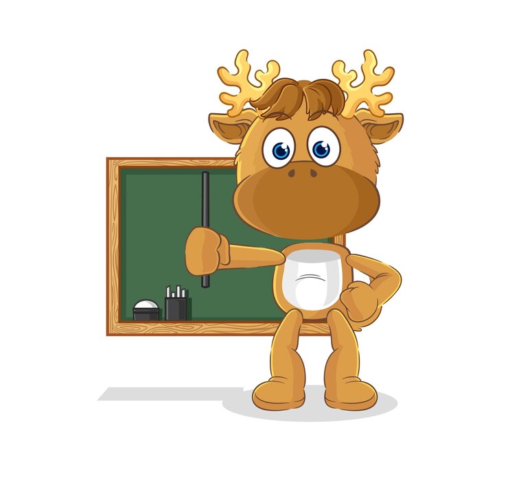 Vector moose teacher vector cartoon character