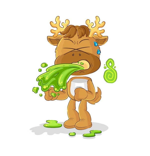 Moose throw up cartoon cartoon mascot vector